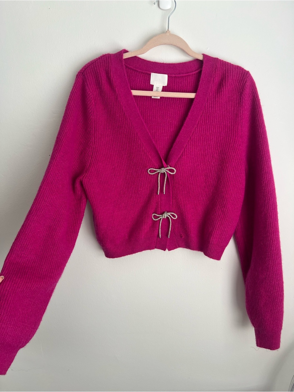 H&M pink bow cardigan